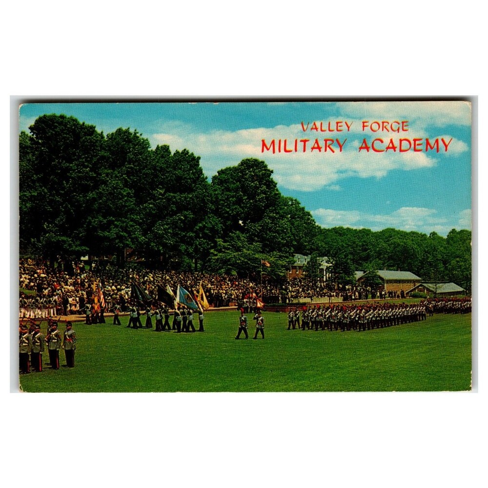 Valley Forge Military Academy Parade Wayne PA Cadets Vintage Postcard